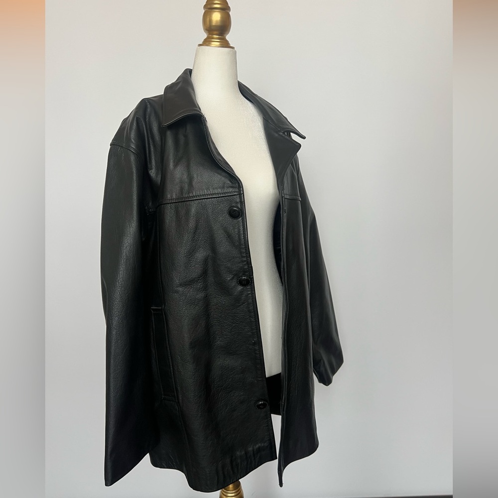 Thick Men’s Black Leather Jacket with Inside Pockets